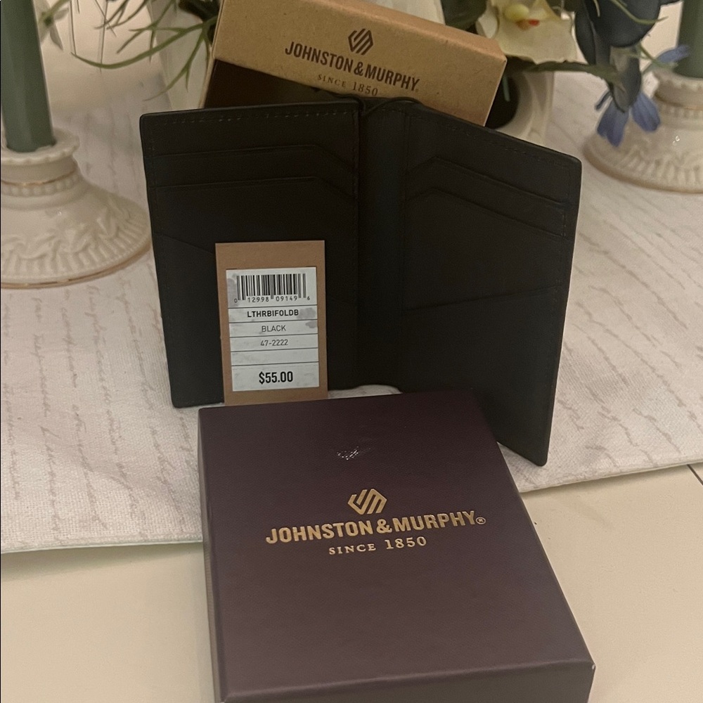 Johnston & Murphy Black Leather Card Holder